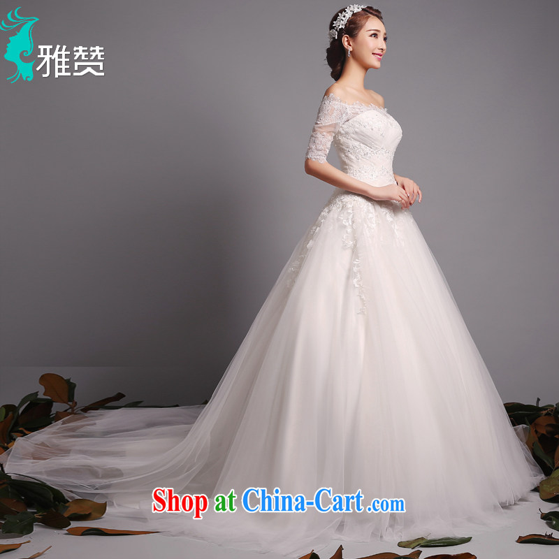 Zambia, a field shoulder wedding-tail with marriages 2015 summer and autumn new Korean-style eyelashes lace cuff in wedding white shaggy skirts tail, XL