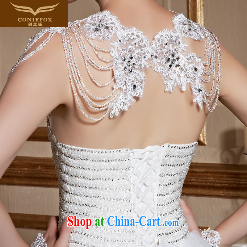 Creative Fox white bare chest parquet drill wedding dresses brides with wedding dresses stylish and simple marriage wedding beauty tied with advanced custom wedding 99,050 white tailored creative Fox (coniefox), online shopping