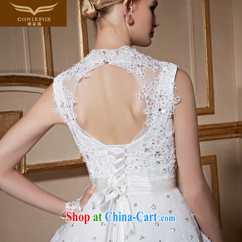 Creative Fox stylish double-shoulder-mounted also bridal wedding dresses elegant lace inserts drill marriage with wedding, cultivating a tailored wedding 99,051 white tailored creative Fox (coniefox), shopping on the Internet