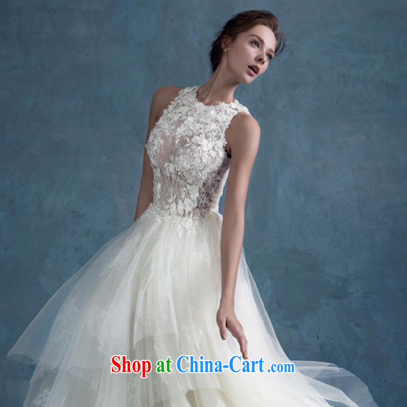 Luang Prabang in summer 2015 new stylish bridal wedding simple marriage wedding retro a shoulder-tail lace wedding white XL, Luang Prabang, and shopping on the Internet