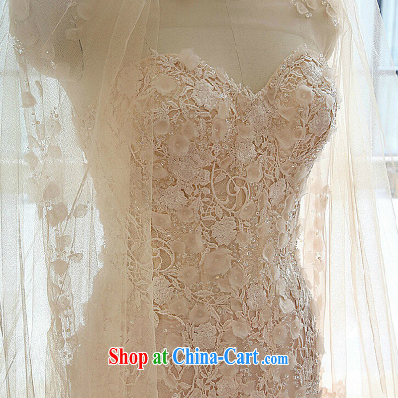 In Luang Prabang in the summer 2015 new Korean-style lace flowers cultivating a Field shoulder wiped his chest crowsfoot wedding small tail custom white advanced customization, Luang Prabang, and shopping on the Internet