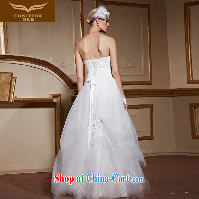 Creative Fox stylish wiped chest custom wedding dresses white elegant and romantic marriages wedding beauty tied with Princess skirt shaggy wedding 99,058 white tailored, creative Fox (coniefox), online shopping