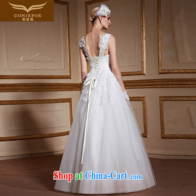 Creative Fox white minimalist graphics thin shoulders bridal wedding dresses and stylish long, cultivating a strap lace with wedding advanced custom wedding 99,059 white tailored creative Fox (coniefox), online shopping