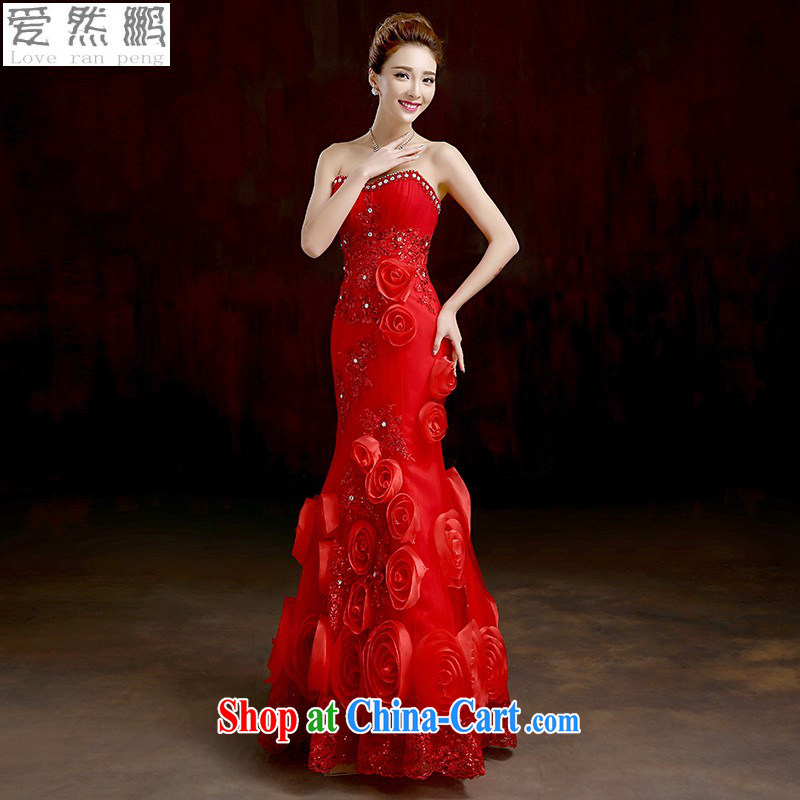 2015 new bridal wedding dresses and simple Red alignment to erase chest crowsfoot wedding video thin summer small tail drill red bottom. size is not returned.