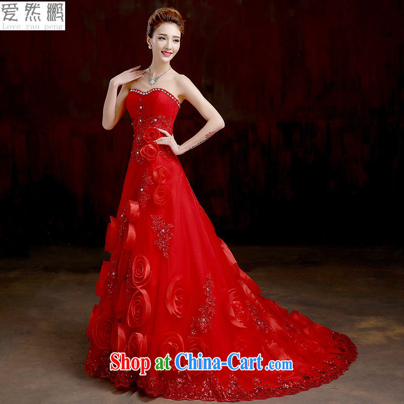 2015 new bridal wedding dresses and simple Red alignment to erase chest crowsfoot wedding video thin summer small tail drill red bottom up to size is not final, so Pang (AIRANPENG), online shopping