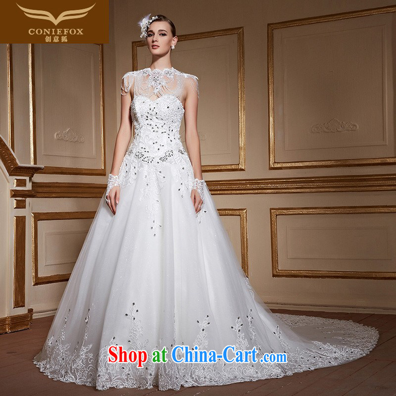 Creative Fox wiped his chest wedding 2015 new wedding dresses white minimalist wood drill cultivating tail wedding bridal marriage wedding tailored 99,062 white tailored