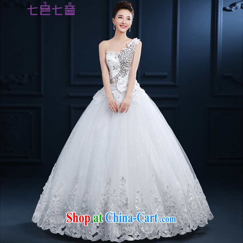7 color 7 tone 2015 new marriages the shoulder chest bare wood drill wedding Korean beauty with graphics thin wedding dresses H 077 white tailored _final_
