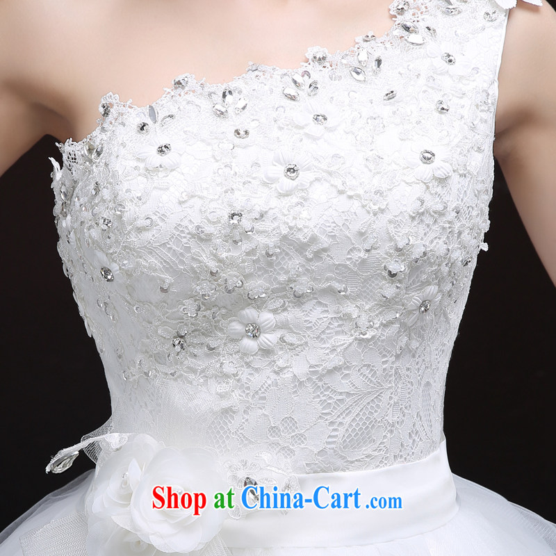 Honey, bride wedding dresses 2015 autumn new single shoulder alignment to cultivating graphics thin Korean marriages the code white wedding white XXL, honey, bride, shopping on the Internet