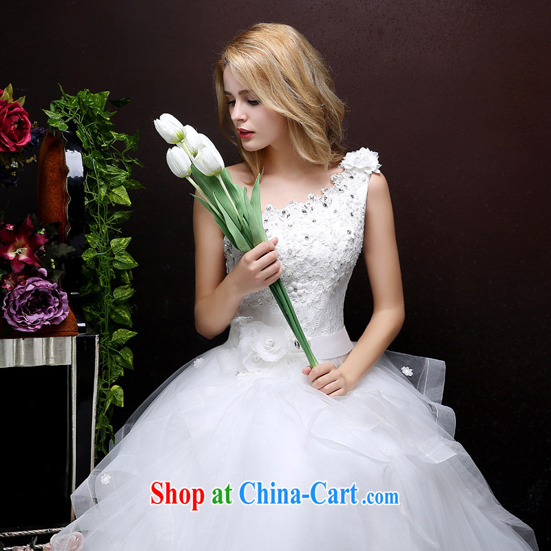 Honey, bride wedding dresses 2015 autumn new single shoulder alignment to cultivating graphics thin Korean marriages the code white wedding white XXL, honey, bride, shopping on the Internet