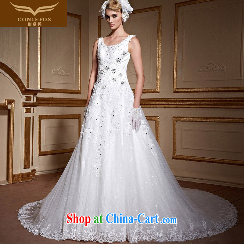 Creative Fox tailored wedding dresses stylish double-shoulder bridal wedding dresses cultivating long-tail wedding White Graphics thin large code wedding 99,065 white tailored to creative Fox (coniefox), online shopping