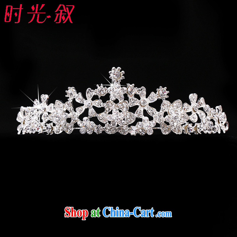 Time his new Korean bridal headdress ornaments Crown 3-piece kit water diamond necklace Ear Ornaments wedding dresses accessories Crown