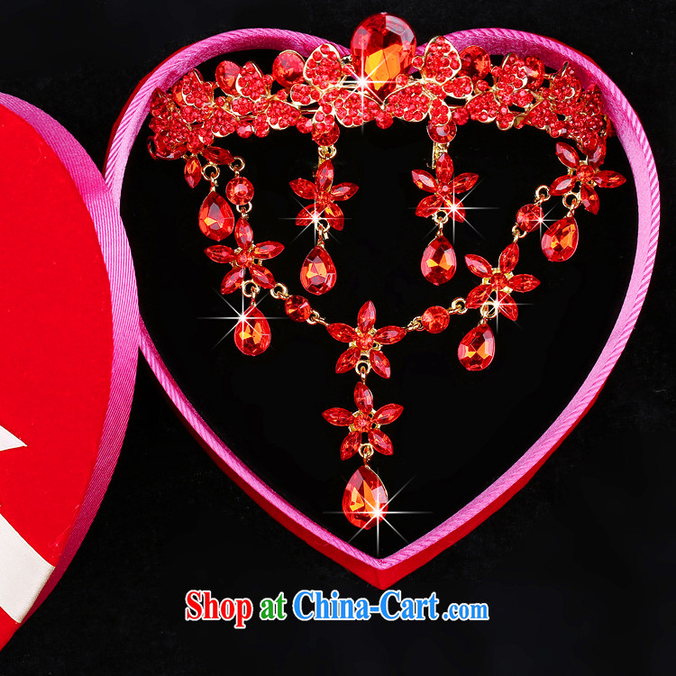 Time his bride's red head-dress Crown necklace earrings 3-piece kit butterfly flowers jewelry hair accessories wedding wedding accessories Crown pictures, price, brand platters! Elections are good character, the national distribution, so why buy now enjoy more preferential! Health