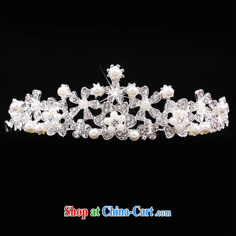 Time Syria 2015 bridal headdress-trim Crown necklace earrings Korean Pearl water drilling bridal jewelry crown and ornaments necklace 3-Piece crown, time, and shopping on the Internet