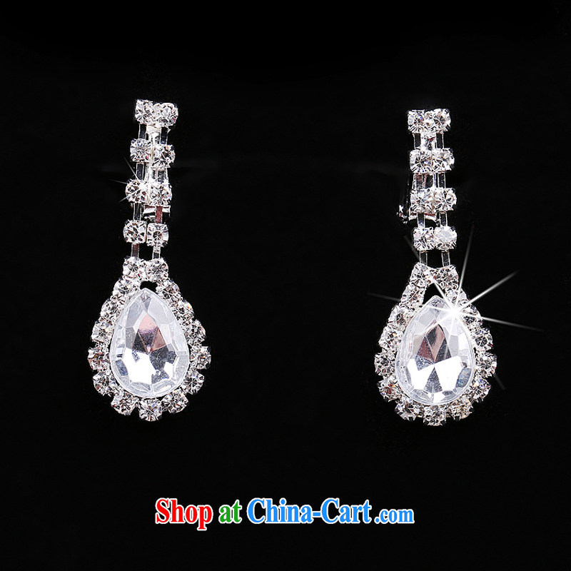 Time his bride's Headdress adorned by marriage with the diamond necklace Korean-style wedding jewelry, Crown 3-piece set necklace earrings, time, and shopping on the Internet