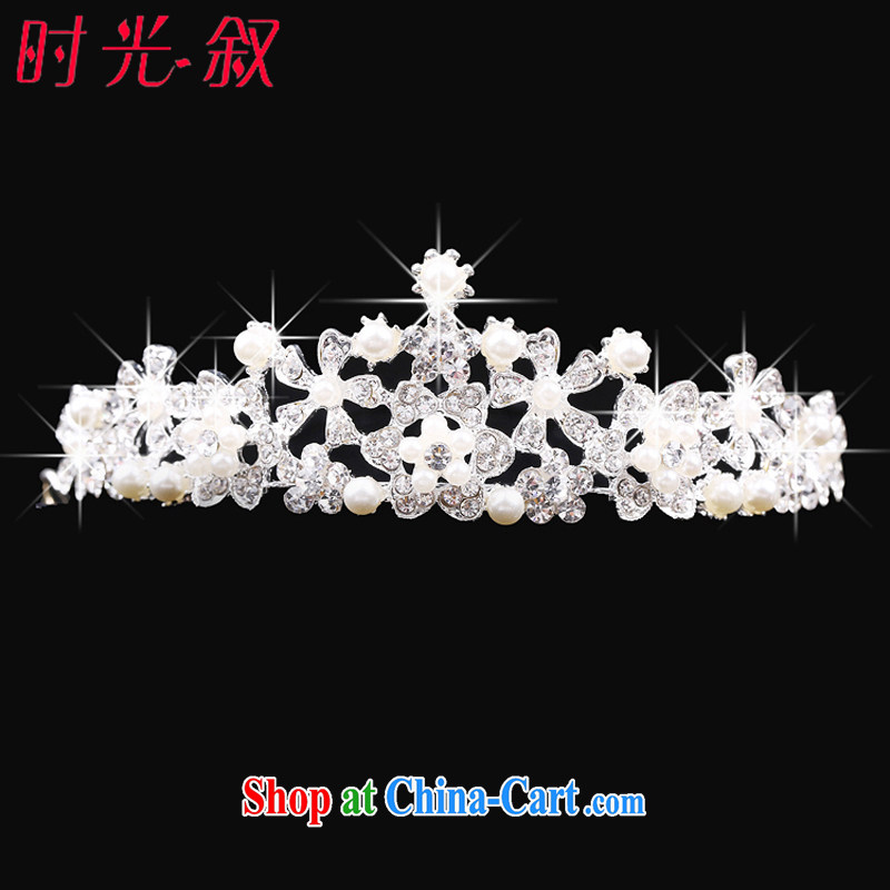 Time his Korean-style Pearl Crystal Diamond Crown necklace earrings bridal wedding jewelry 3 piece wedding dresses accessories jewelry Crown