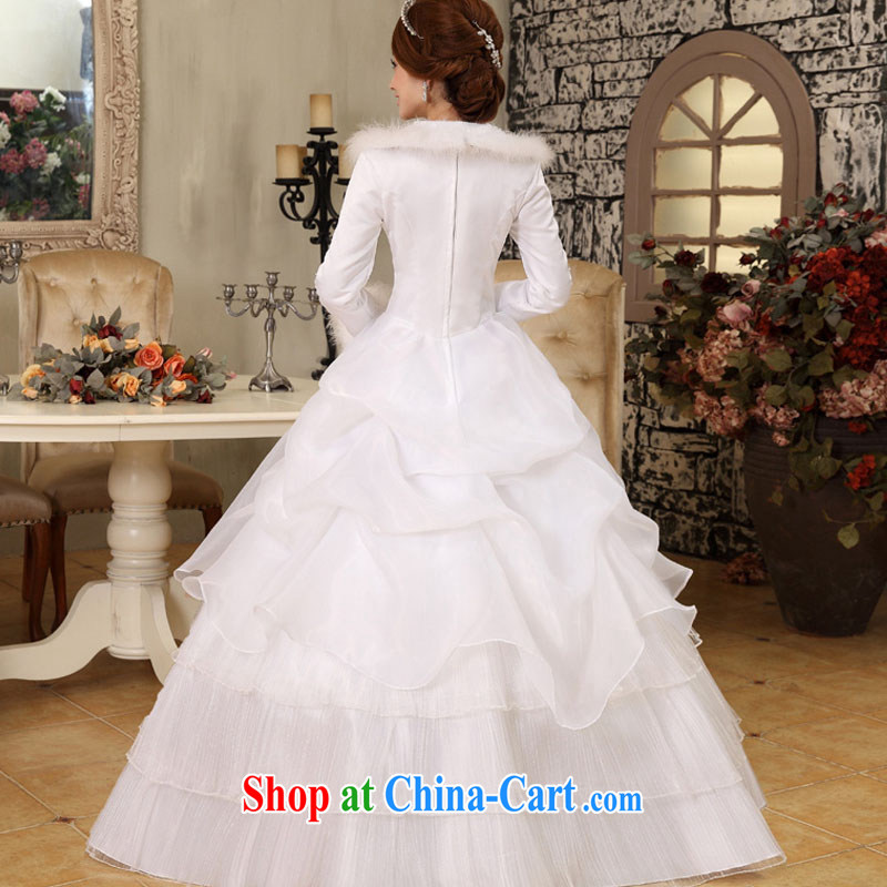 Marriage and love Korean style 2015 NEW GRAPHICS thin winter clothing wedding dresses white winter and cotton long-sleeved winter hair for Korean winter white XXL, married love, shopping on the Internet