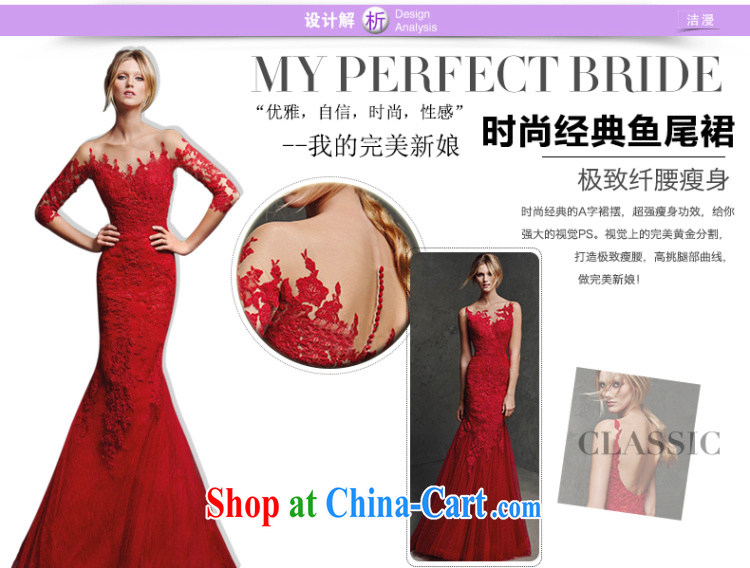 2015 New Field shoulder wedding toast service red lace long-sleeved back exposed crowsfoot beauty dress long marriage wedding shoulders, tailored pictures, price, brand platters! Elections are good character, the national distribution, so why buy now enjoy more preferential! Health
