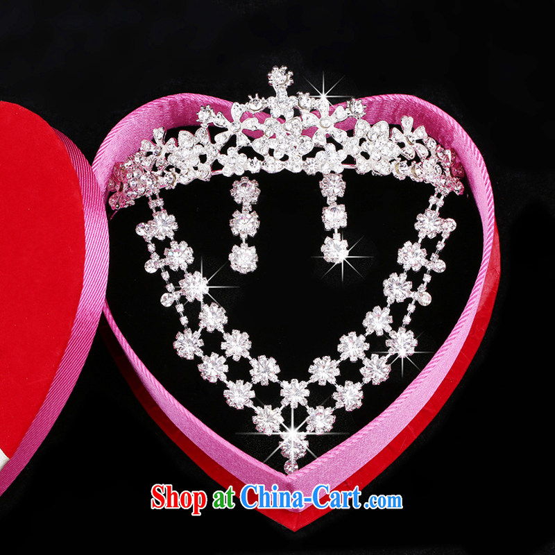 Bridal tiaras Crown 3-piece kit Korean-style wedding dresses jewelry jewelry hair accessories necklaces earrings wedding accessories crown, time, and shopping on the Internet
