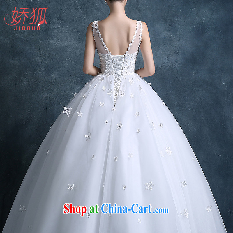 Air Fox 2015 new autumn and winter Korean double-shoulder-neck transparent manual tread lace white with strap wedding custom white XXL, air Fox (jiaohu), online shopping
