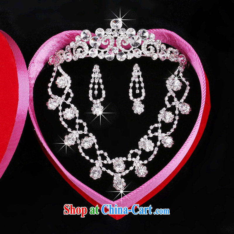 Time his bride's head-dress, decorated wedding dresses accessories water diamond necklace Korean-style wedding jewelry, Crown 3-piece kit gift box 3 piece set, the time, and that on-line shopping