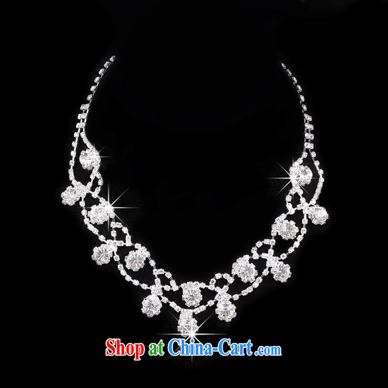 Time his bride's head-dress, decorated wedding dresses accessories water diamond necklace Korean-style wedding jewelry, Crown 3-piece kit gift box 3 piece set, the time, and that on-line shopping