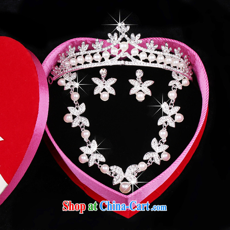 Time his bride Korean jewelry 3-piece kit Crown head-dress wedding wedding jewelry wedding accessories necklace wedding dress accessories gift set 3 piece set, the time, and, on-line shopping