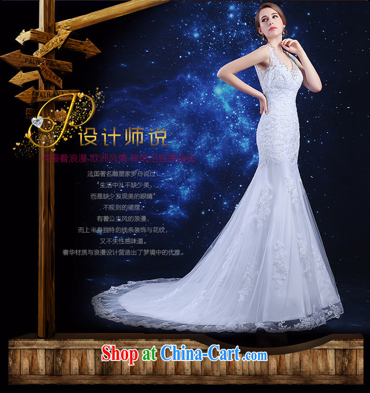 Qi wei summer 2015 new Korean wedding dresses dress bridal wedding dresses white long shoulders V collar crowsfoot small tail lace zipper, wedding girl white XXL pictures, price, brand platters! Elections are good character, the national distribution, so why buy now enjoy more preferential! Health