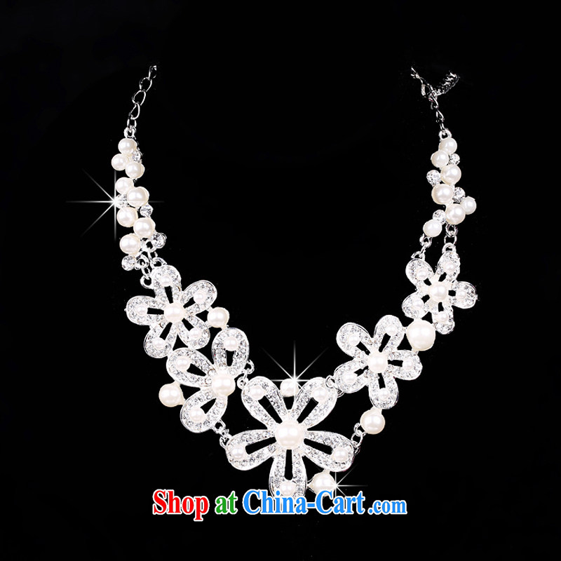 Time his Korean-style Pearl water drilling bridal jewelry crown and ornaments necklace 3-piece kit wedding dresses accessories gift box 3 piece set, the time, and shopping on the Internet