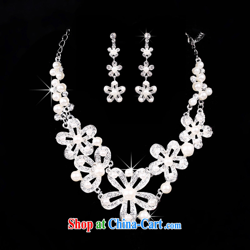 Time his Korean-style Pearl water drilling bridal jewelry crown and ornaments necklace 3-piece kit wedding dresses accessories gift box 3 piece set, the time, and shopping on the Internet