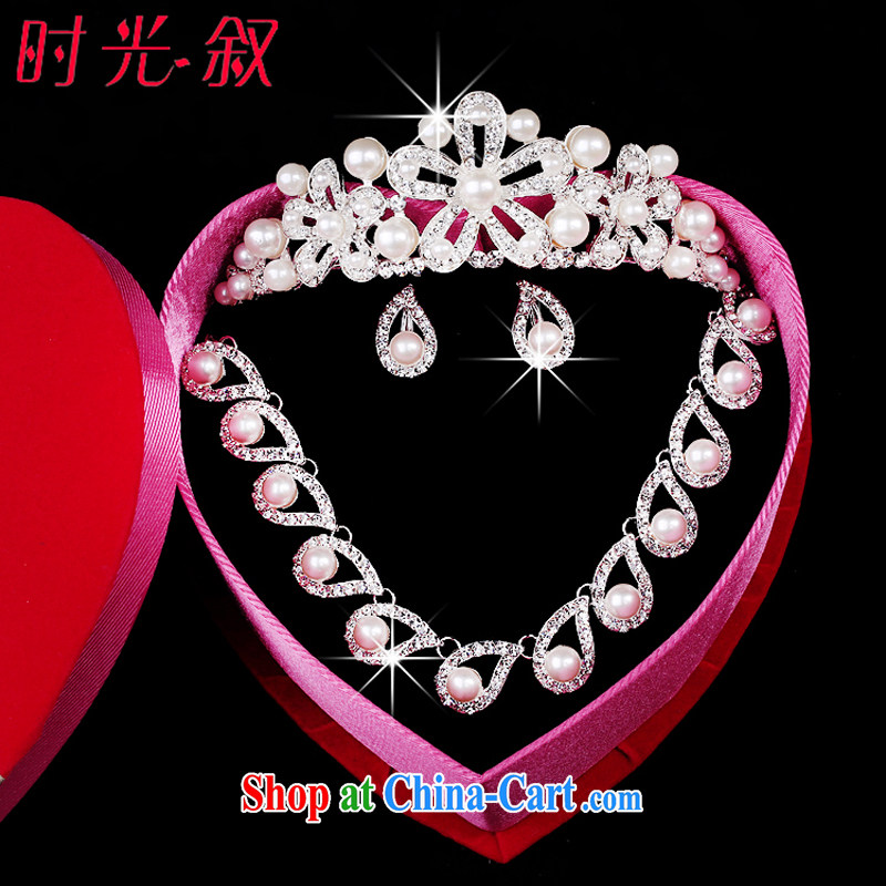 Time his bride's head-dress 3 Piece Set Korean-style pearl necklaces earrings wedding hair accessories kit wedding accessories jewelry jewelry gift set 3 piece set