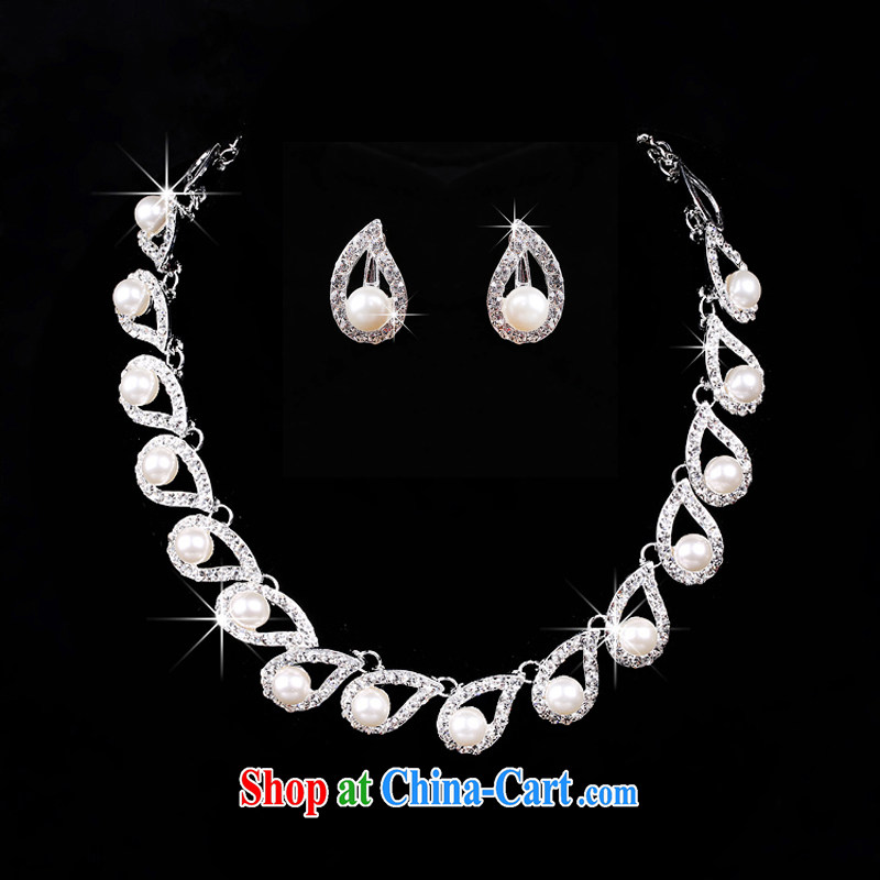 Time his bride's head-dress 3 Piece Set Korean-style pearl necklaces earrings wedding hair accessories kit wedding accessories jewelry jewelry gift set 3 piece set, the time, and shopping on the Internet