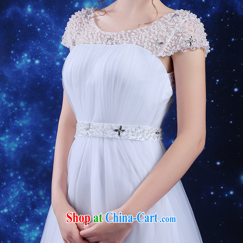 Qi wei summer 2015 new products, Japan, and South Korea wedding dresses dress bridal wedding dress white high waist pregnant wedding double shoulder strap large code graphics thin wood drilling small tail white XXL, Qi wei (QI WAVE), online shopping
