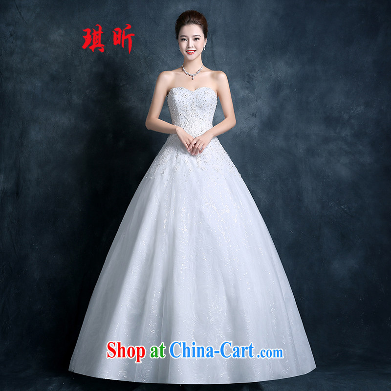 Angel year wedding dresses 2015 new autumn Korean style fashion with bare chest parquet drill large code tie-cultivating graphics thin white XXL
