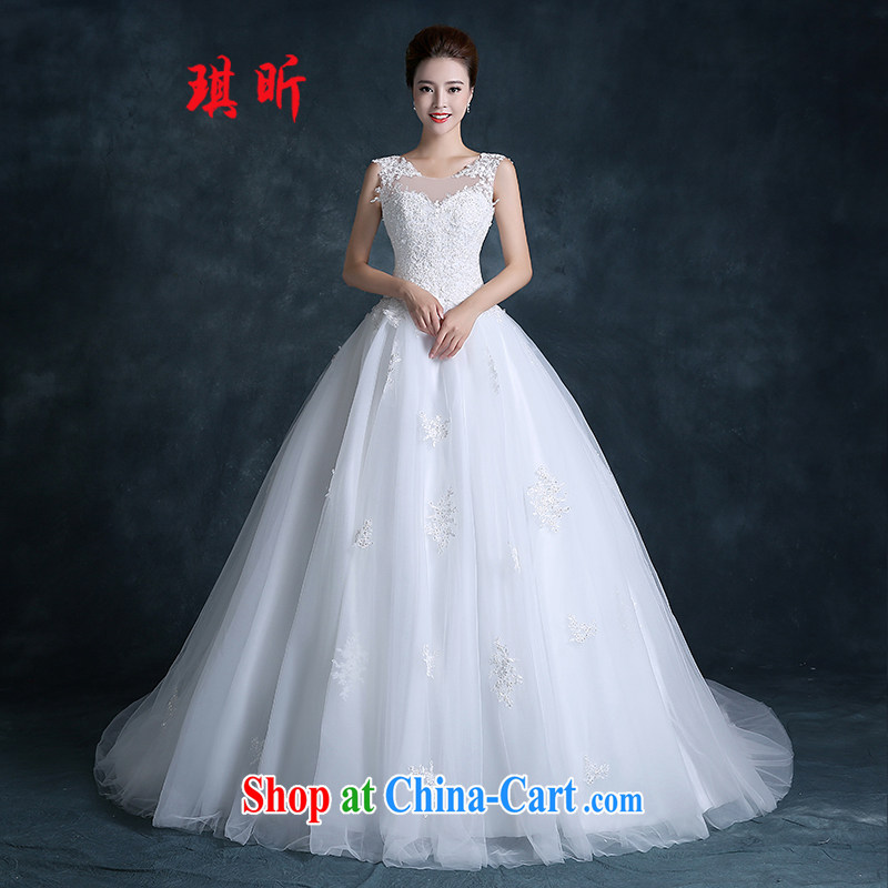 Angel year new stylish wedding dresses Korean lace shoulders small trailing double-shoulder with minimalist bridal lace wedding white XXL