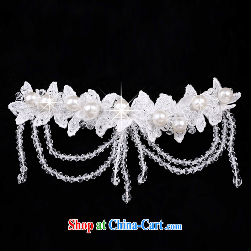 Time his Korean-style handmade lace flowers Pearl headdress bridal Edge Clips, ornaments and flowers wedding jewelry wedding accessories white, time, and shopping on the Internet