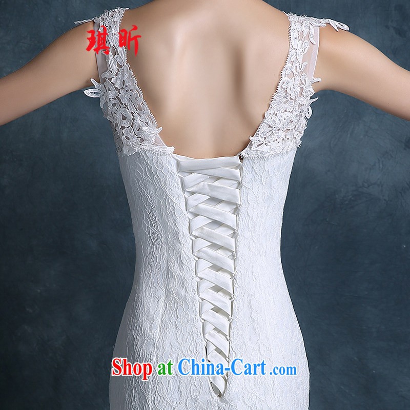 Angel year crowsfoot wedding 2015 new Autumn and Winter Fashion Korean shoulders V collar small tail graphics thin bridal wedding dress white XXL, Qi, and shopping on the Internet