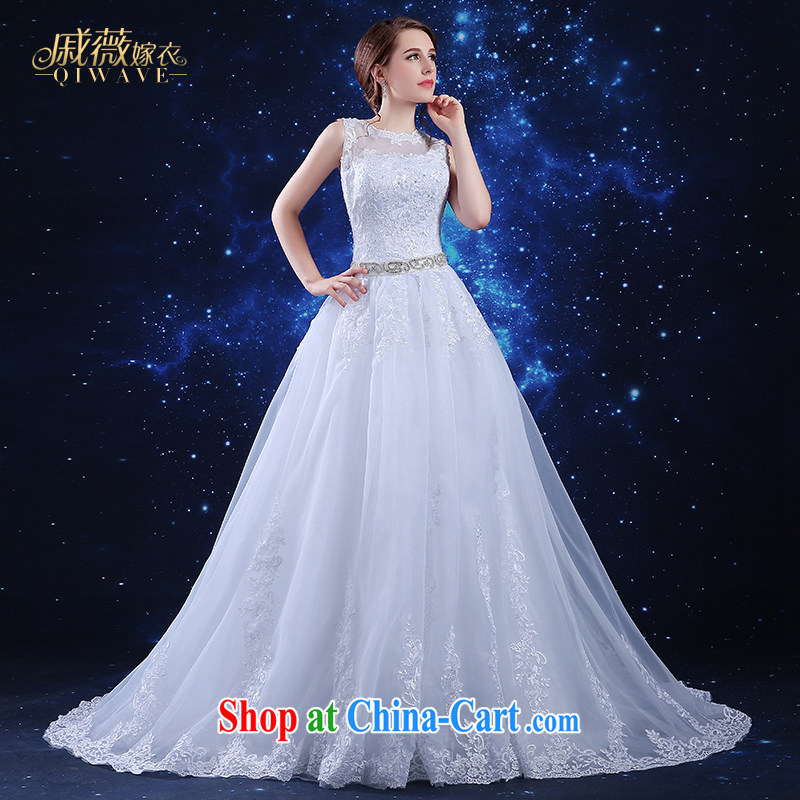 Qi wei summer 2015 new products, Japan, and South Korea wedding dresses dress bridal wedding dress girls white long, the tail-shoulder lace beauty leak back exquisite zipper-back white XXL, Qi wei (QI WAVE), online shopping