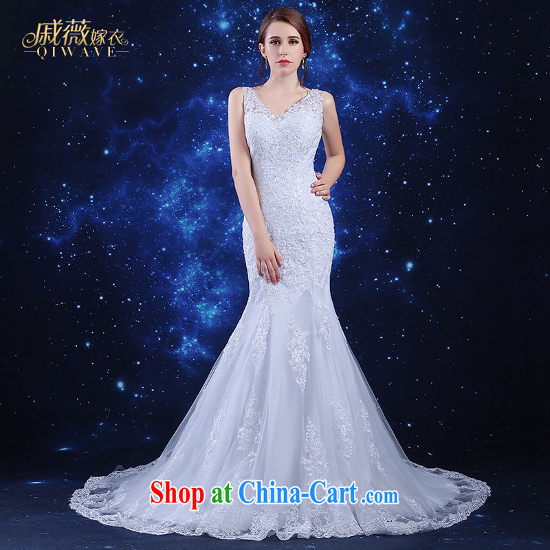 Qi wei summer 2015 new products, Japan, and South Korea wedding dresses dress bridal wedding dress girls ivory white crowsfoot wedding dresses long, small tail double-shoulder strap large code cultivating white plus _50 custom 7 - 15 day shipping