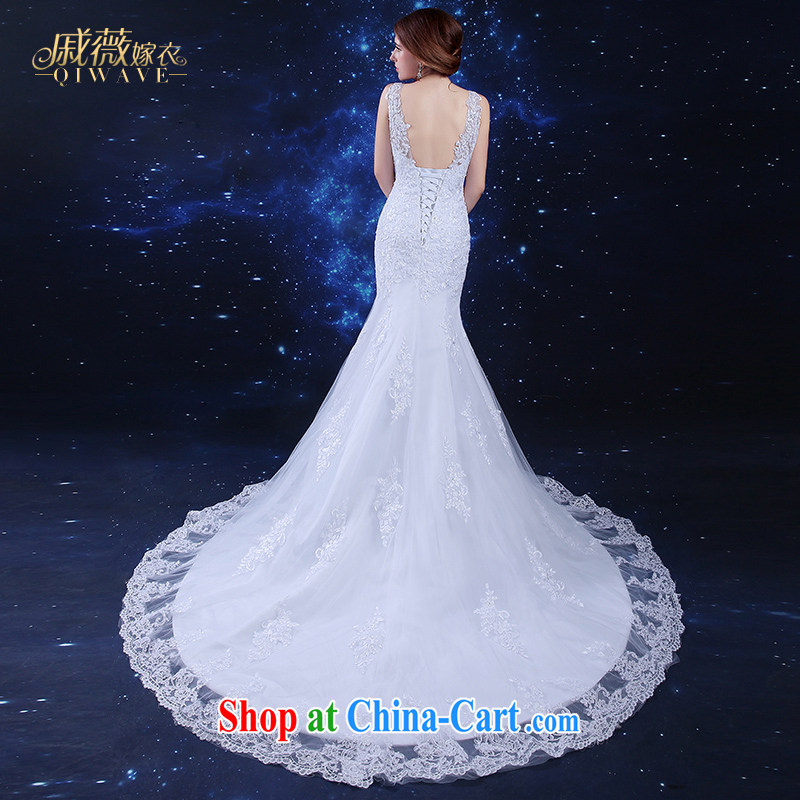 Qi wei summer 2015 new products, Japan, and South Korea wedding dresses dress bridal wedding dress girls ivory white crowsfoot wedding long small-tail double-shoulder strap large code cultivating white plus $50 custom 7 - 15 Day Shipping, Qi wei (QI WAVE)