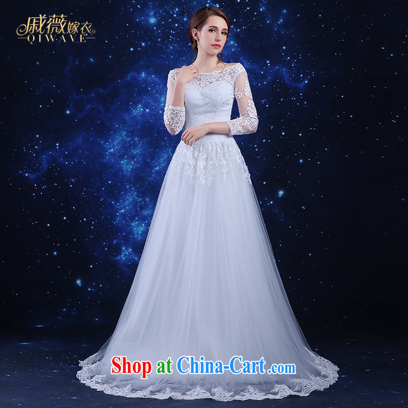 Qi wei summer 2015 new wedding dresses dress bridal wedding dress girls ivory white long lace-a Field double-shoulder cuff in binding with the Code the waist small trailing white XXL