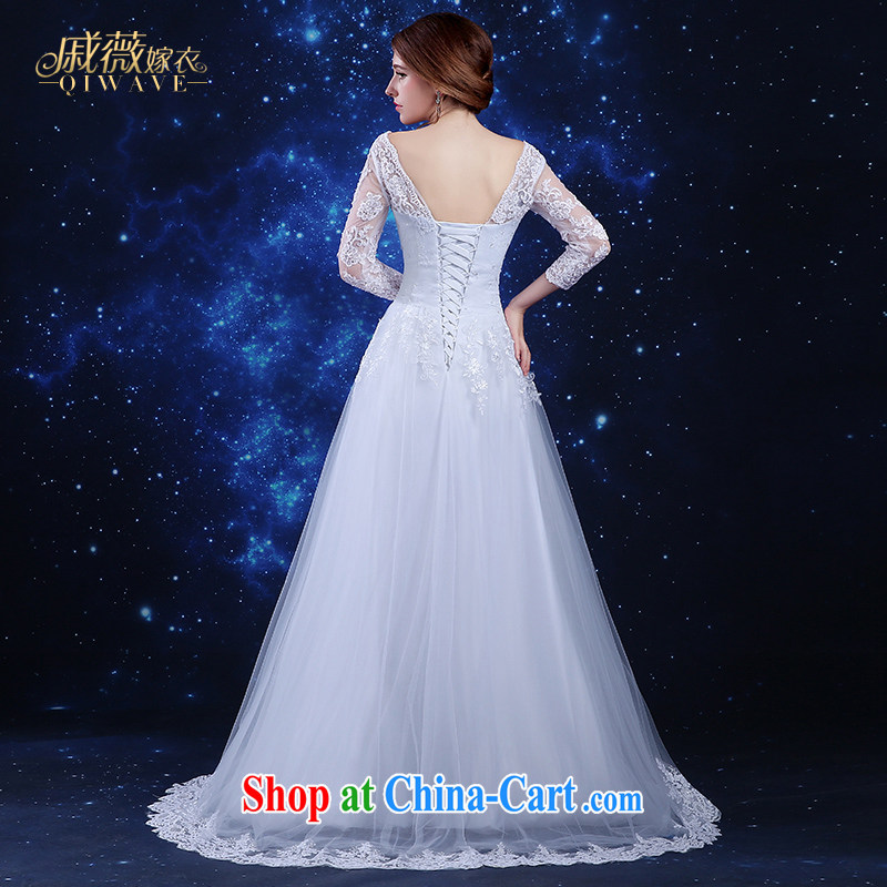 Qi wei summer 2015 new wedding dresses dress bridal wedding dress girls ivory white long lace a Field double-shoulder cuff in binding with the Code the waist small tail white XXL, Qi wei (QI WAVE), online shopping
