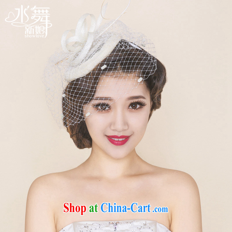 Water dance bridal Web cap retro name Yuan feather hat wedding head-dress veil dress accessories B 0760 gift boxed