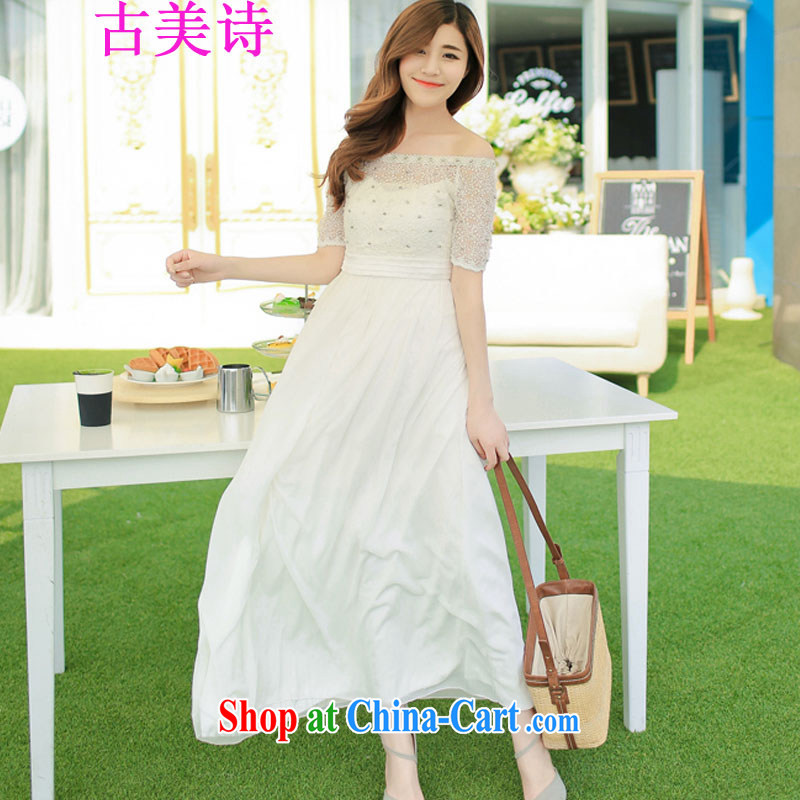 The United States and South Korea, the Maldives beach dress wedding nails Pearl inserts drill dress long dress white