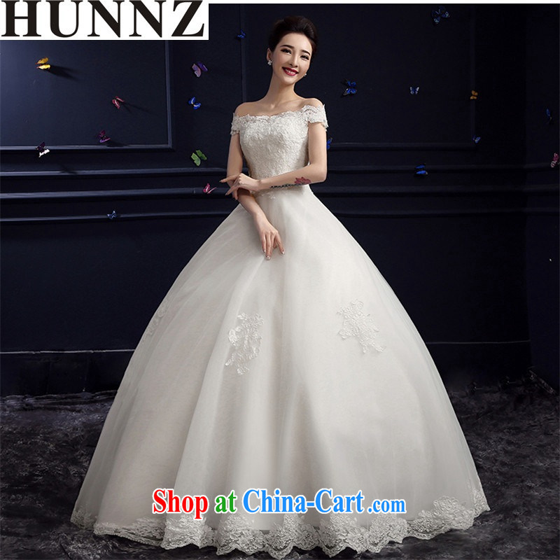 Products HUNNZ 2015 spring and summer new married the high fashion a shoulder strap standard Korean bridal wedding white with XXL paragraph