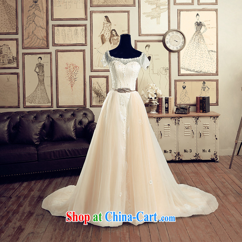 The bride's wedding dresses 2015 summer field shoulder tail wedding 2615 champagne DZ tailored plus 20 per cent
