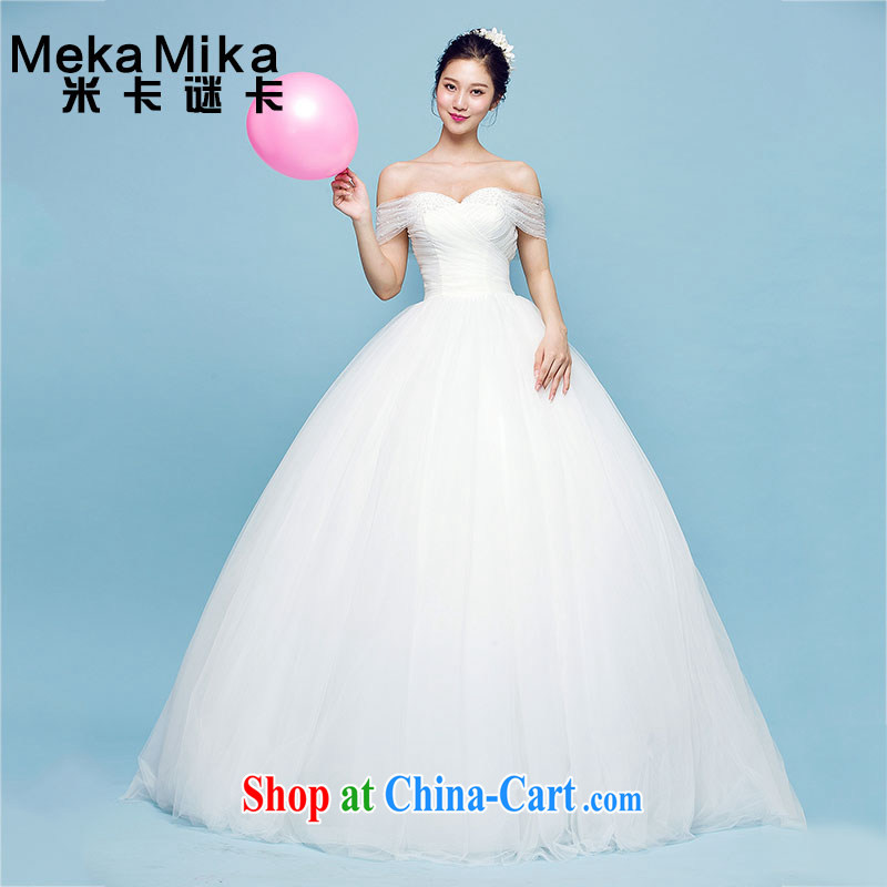 M card MT wedding a Field shoulder summer Korean cultivating long-tail marriages graphics thin Korean-style wedding dresses ivory L
