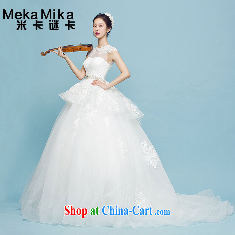 M card puzzle card Begonia wedding summer 2015 new long-tail erase chest Korean Beauty graphics thin bridal wedding dresses ivory L