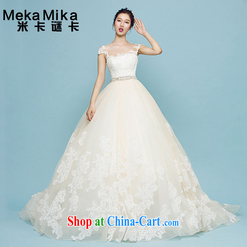 M card Lotus wedding 2015 new summer Korean long-tail wiped his chest bridal wedding lace Korean-style double-shoulder wedding ivory L