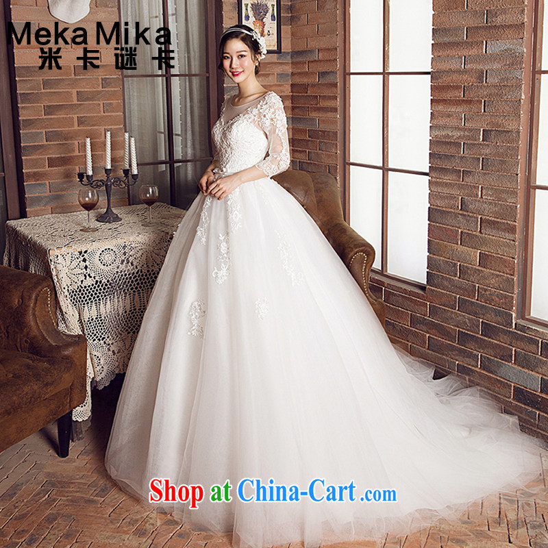 M card lichee wedding 2015 new summer marriages long-tail erase chest Korean bridal wedding dresses ivory L
