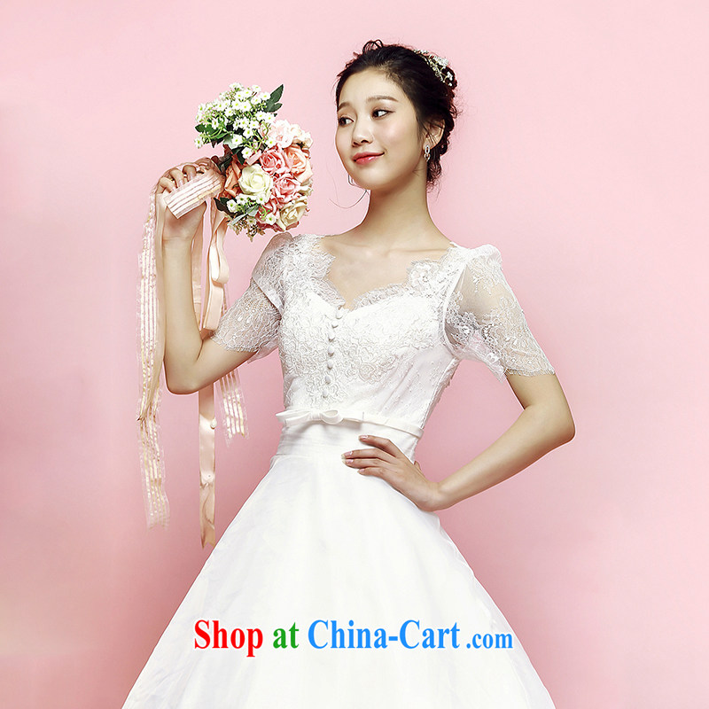 M card fan, wedding 2015 new summer Korean long-tail erase chest bubble cuff shoulders wedding marriages ivory L, mystery card (MEKAMIKA), online shopping